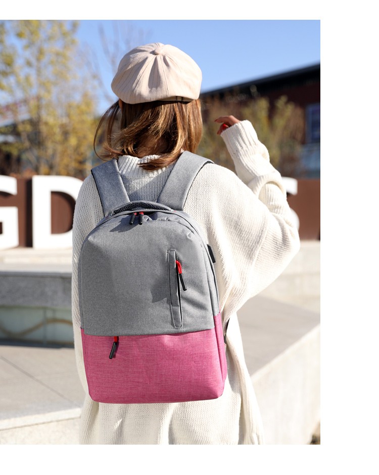 New Wholesale Fashion Unisex Slim Leisure Business Light Weight Grey USB Charging School Laptop Backpack