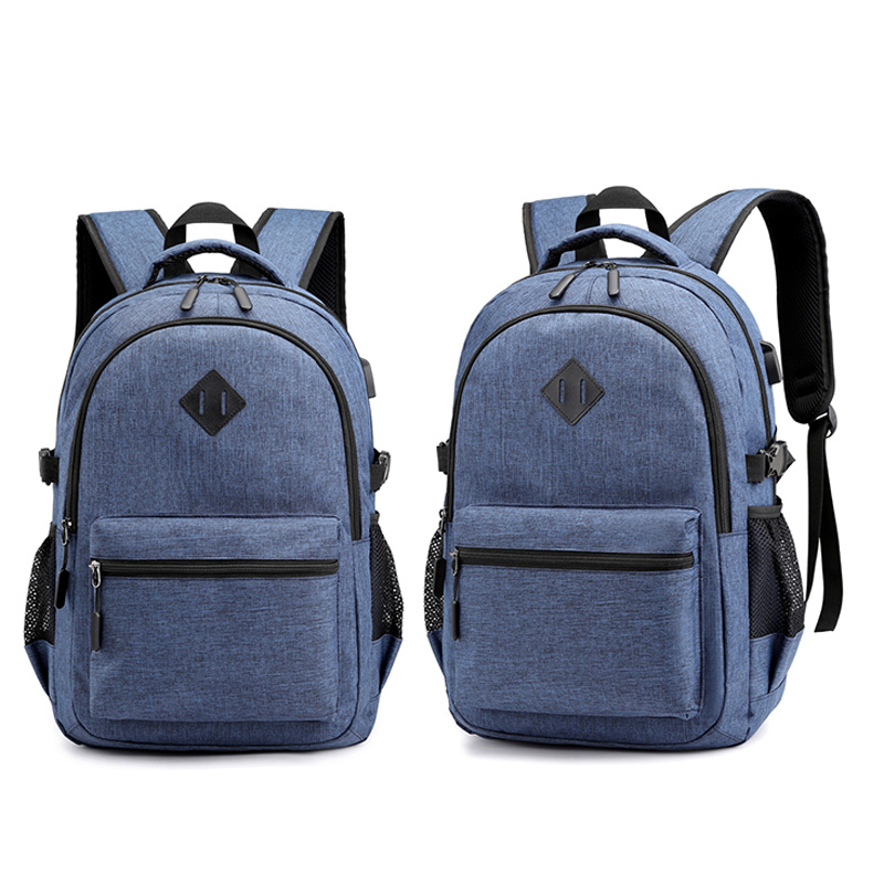 2019 Wholesale Fashion Slim Leisure Sports Waterproof Light Weight Grey USB Charging School Laptop Backpack