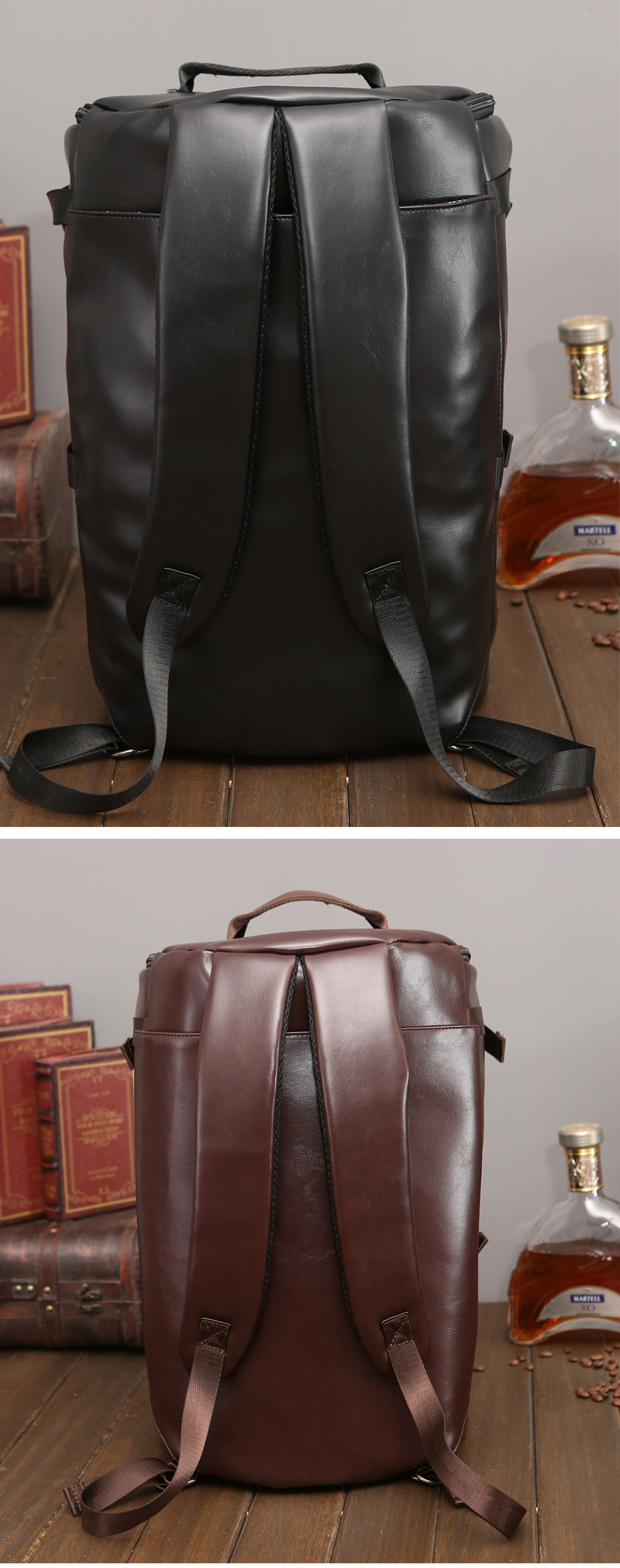 Wholesale Multi Function Round Waterproof Luxury Dual-purpose Bag Travel Duffle Men Leather Backpack