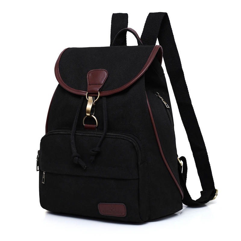 Wholesale Casual Vintage Canvas Sschool Bag Drawstring Women Daypack Mini Backpack