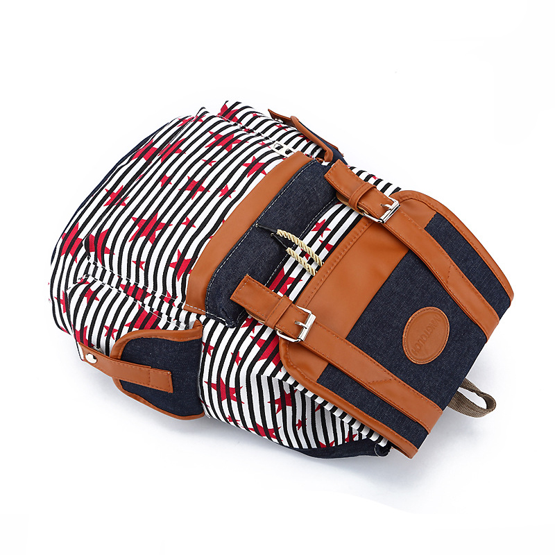 Hot Sale Stripe Fresh Design Junior School Sport Backpack with Logo Top Drawstring Closure Canvas Sport Shoulder Bags Backpack