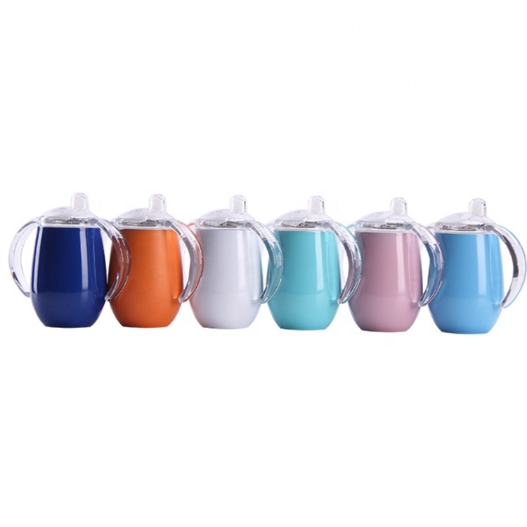 Nozzle Egg Shape Tumbler Double Handle Stainless Steel Sippy Cups Baby Feeding Bottle