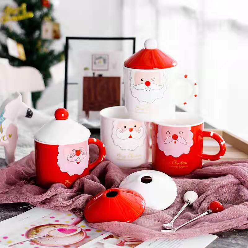 Gift Choice Three-Piece Tea Mug Sets Christmas Red Cup
