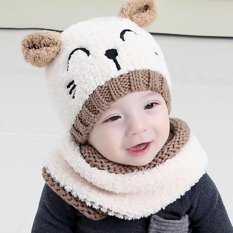 Cheap wholesale custom Knitted Winter Baby Kid Children Beanie Hat  Scarf sets