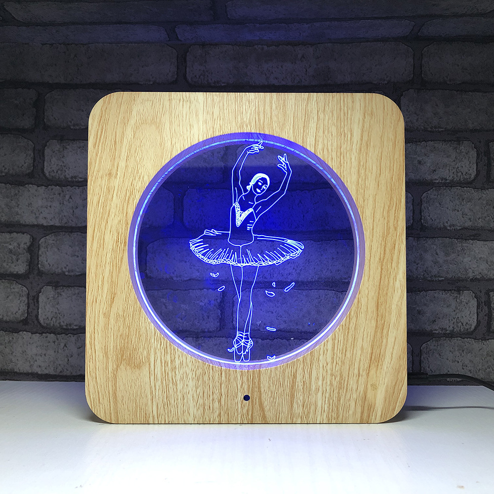 Customized new design 7 color change photo frame base 3d illlsuion night light customised acrylic for home usage and decoration