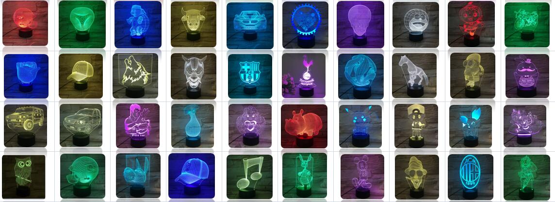 Customized new design 7 color change photo frame base 3d illlsuion night light customised acrylic for home usage and decoration