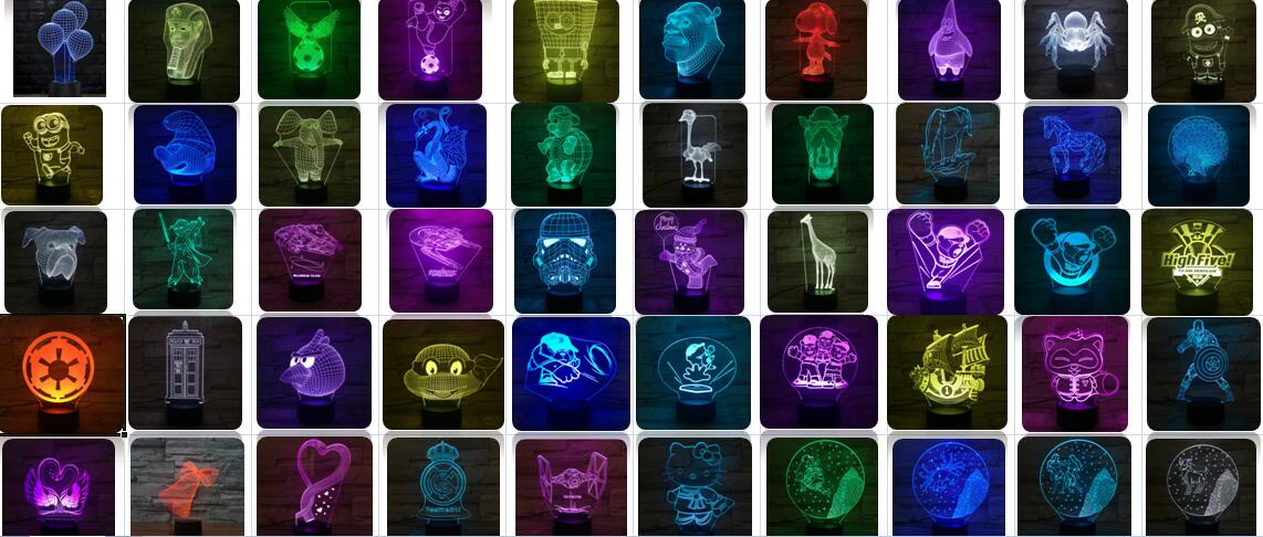Jellyfish shape 7 color change led crystal light with photo frame base 3d night lamp plastic dc 5v