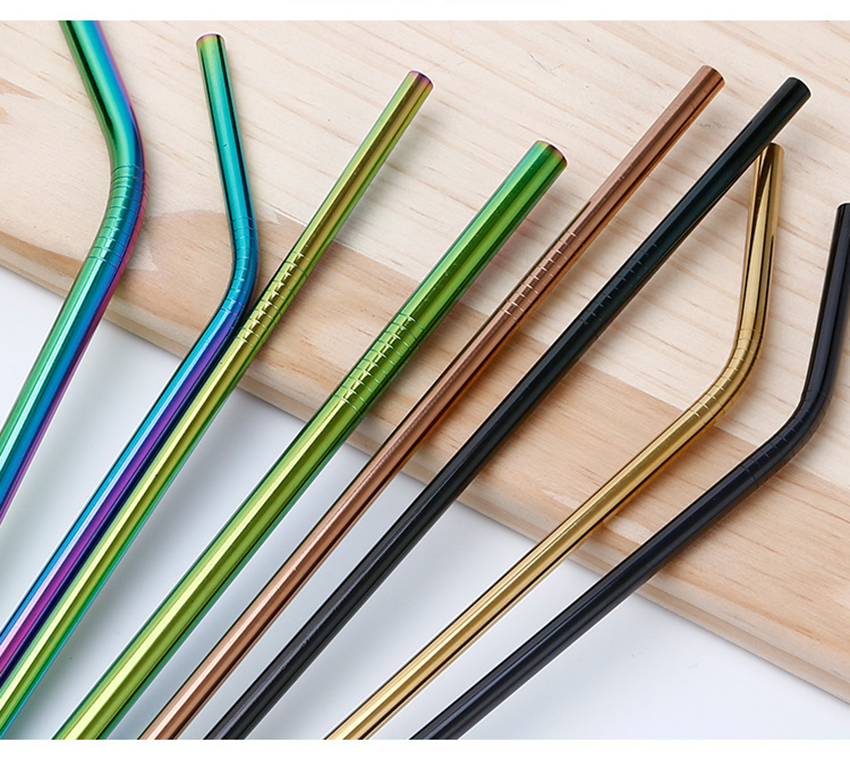 3 straw and 1brush suit Reusable Drinking Straw High Quality 304 Stainless Steel Metal Straw with Cleaner Brush For Mugs