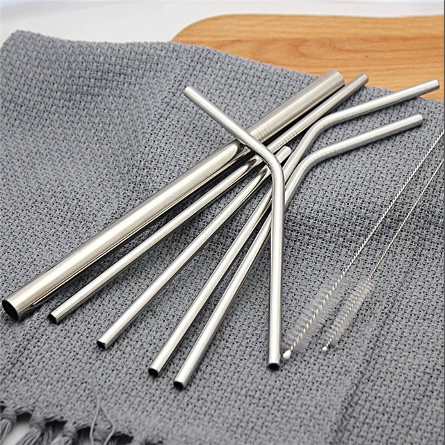 Reusable colorful stainless steel metal drinking straw mixed combination with brushes