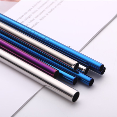 215mm*8mm straight bent tube mixed color metal straws 304 stainless steel metals reusable bar accessories