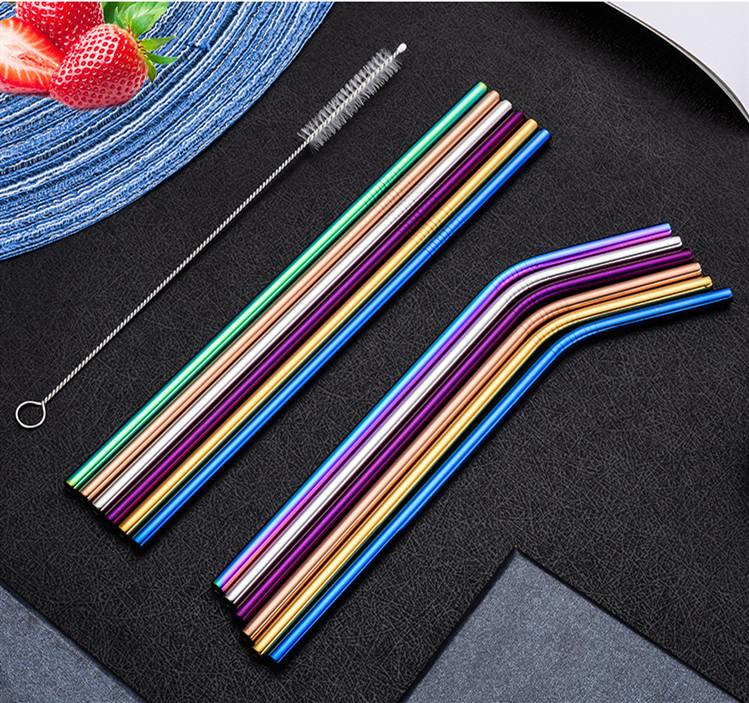 fashion multicolor environmental reusable straws purple washable metal straws various sizes stainless steel metal straws