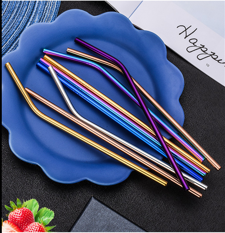 blue washable metal straws multicolor environmental reusable straws various sizes stainless steel metal straws