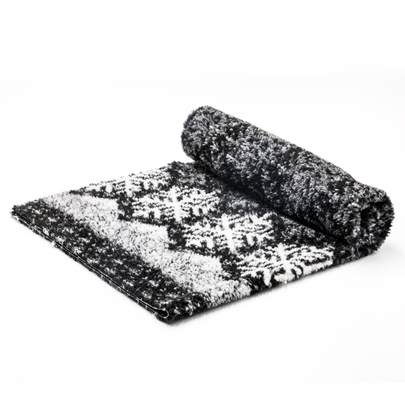 fashion long pile Wool for Garment customizable black soft snowflake pattern artificial fur fabric
