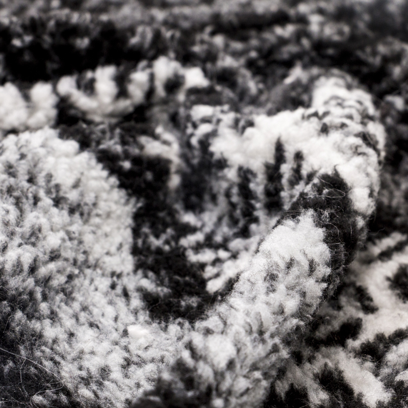 fashion long pile Wool for Garment customizable black soft snowflake pattern artificial fur fabric