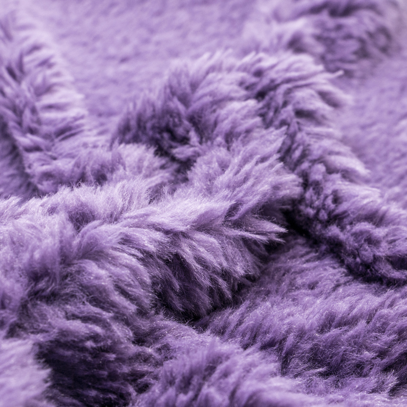 wholesale high quality pure color purple 100% polyester knit 14mm long pile faux fur fabric for clothing and Toy manufacturing