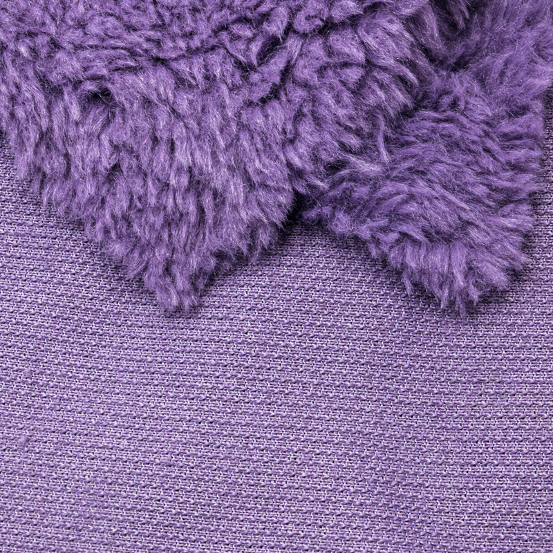 wholesale high quality pure color purple 100% polyester knit 14mm long pile faux fur fabric for clothing and Toy manufacturing