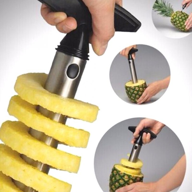 Kitchen Accessories Fruit Cutting Tools Cutter Slicer Peeler Parer Stainless Steel Pineapple Knife Corer Slicer
