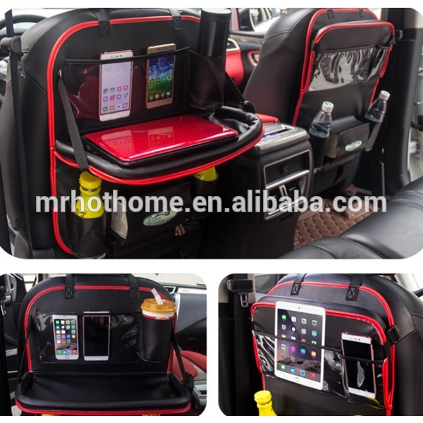 Folding table drink food cup holder stand desk organizer multi-pocket travel storage bag auto car back seat tray