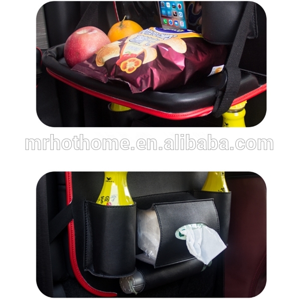 Folding table drink food back seat tray car organizer with tray
