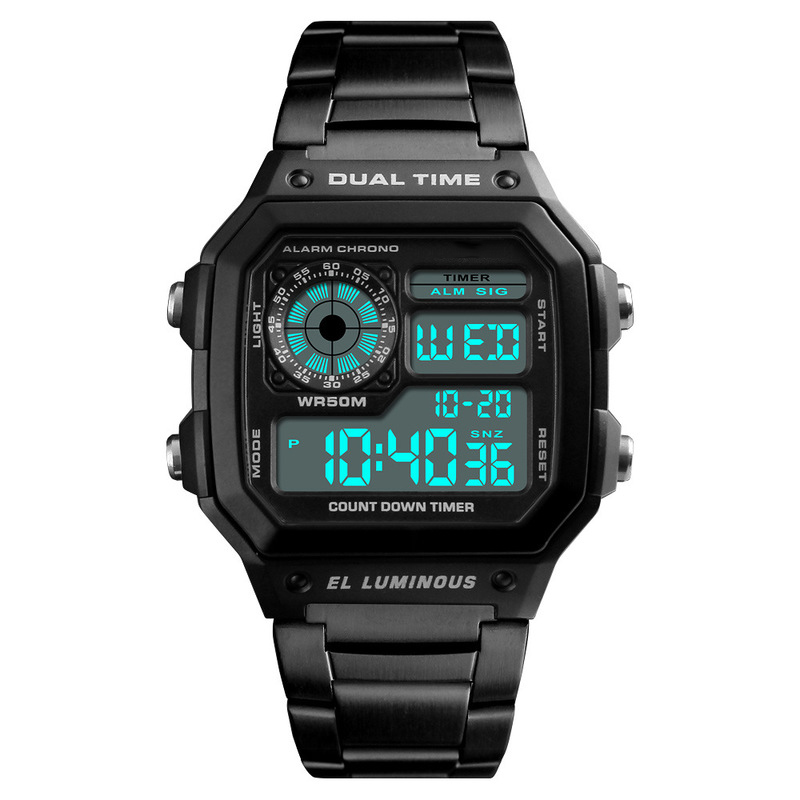 Business Men Watches Waterproof Casual Watch GS1014 Stainless Steel Digital Wristwatch Clock Relogio Masculino Erkek Kol Saati
