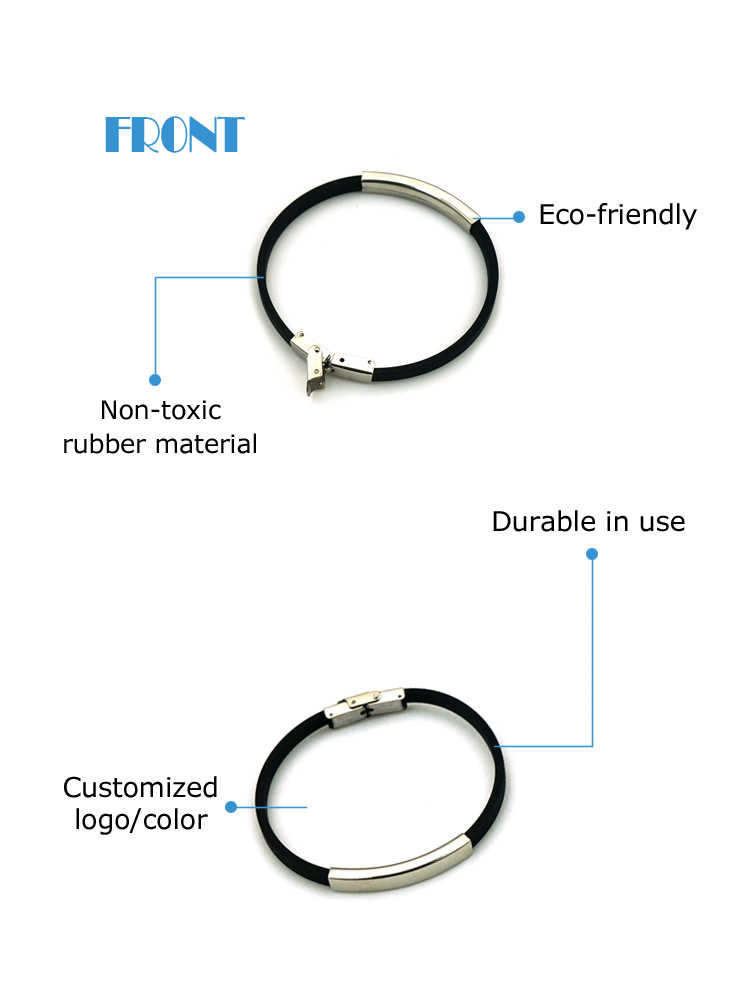 Factory Custom High Quality Logo Rubber Bracelet Metal Eco-friendly Silicone Wristband