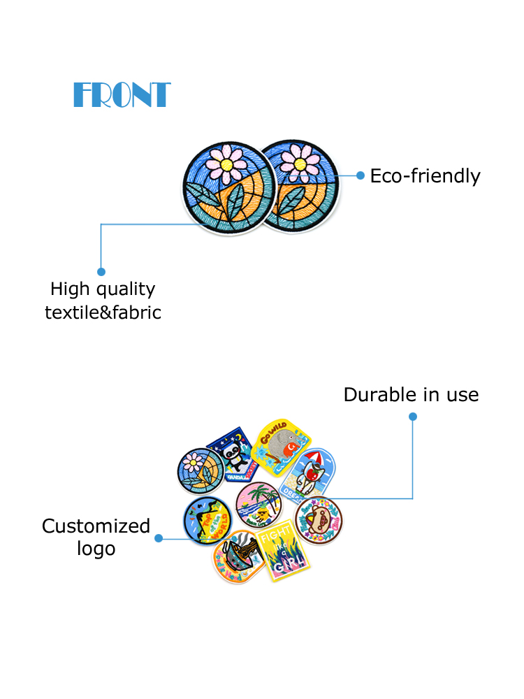 Wholesale Custom Women Applique Flower Logo Embroidered Embroidery Iron on Patch for Clothing