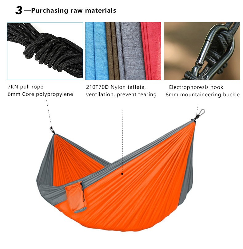 Woqi Outdoor Camping Nylon Hammock, Portable lightweight Parachute Hammock with tree straps and Carabiners