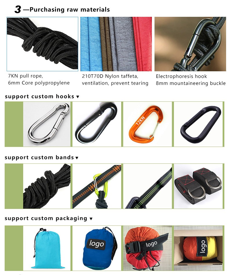 WOQI factory produce polyester 2000lbs breaking strength hammock straps with adjustable loops for Camping,