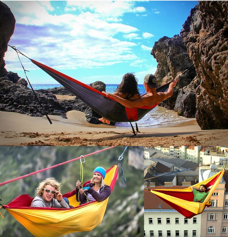 Woqi hot sell hammock,Double Parachute Camping Hammock,Ultralight Portable Nylon Parachute Hammock for Light