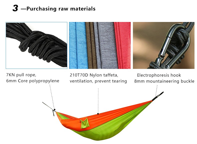WoQi Customized  Outdoor  Camping  Hammmock , Single Or Double Hammocks With Tree Straps & Carabiners