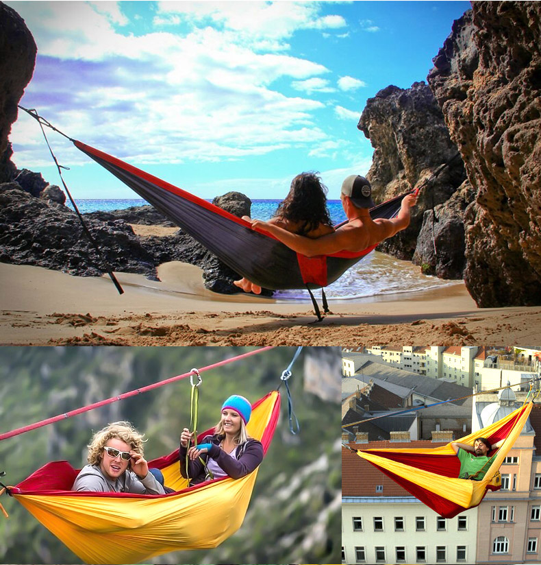 WQ Outdoor Travel Camping Multifunctional Hammocks with Hanging Rope and Carabiners