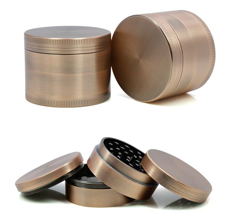 50mm Diameter Metal Zinc Alloy  Bronze Smoking Accessories Tobacco Herb Grinder for Wholesale