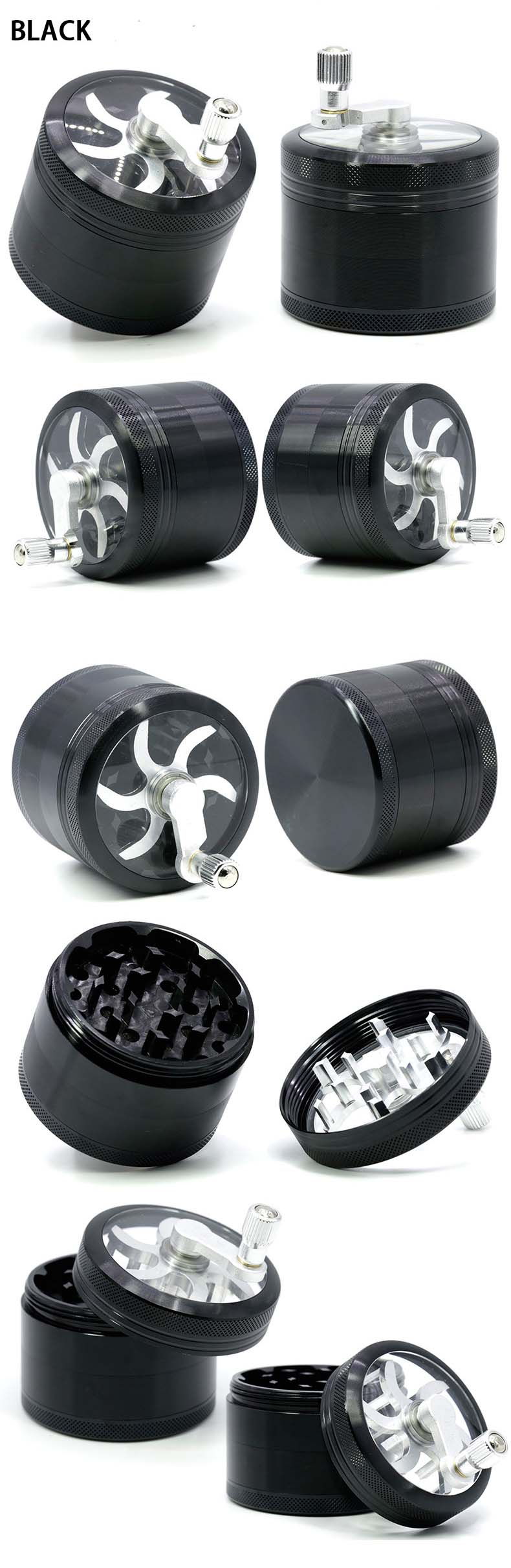 4 Layer 63mm Diameter Aluminum Alloy Handle Weed Grinder for Wholesale