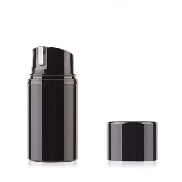 PP Plastic 150ml Black Airless Bottle with Pump Cap for Wholesale