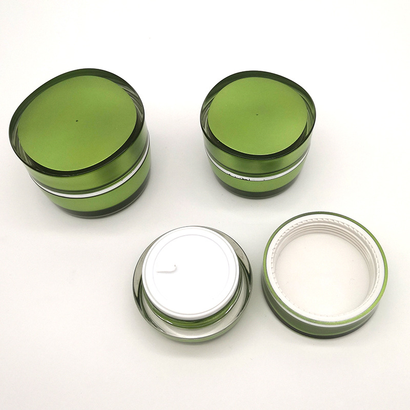 Lotus Leaf Design Green Color Acrylic Private Label Cosmetic Face Jar for Cream