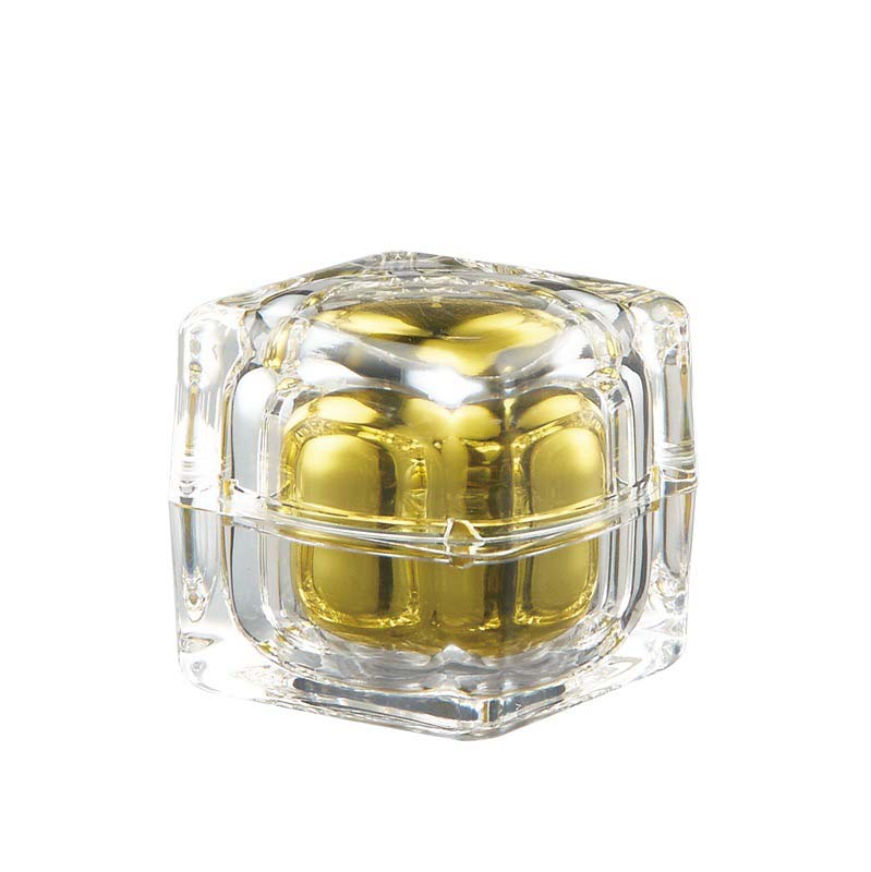 Wholesale Empty Gold Acrylic Cosmetic Square Jar