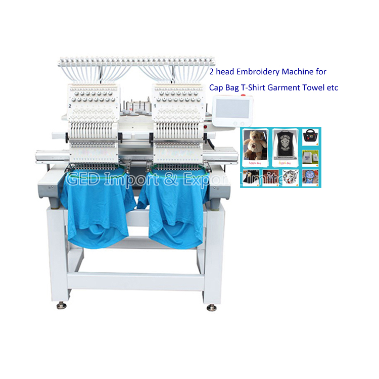 Cheap Price 2 Double Heads Industrial Embroidery Machine Sewing Equipment with Dahao LCD Touch Screen For Christmas Promotion