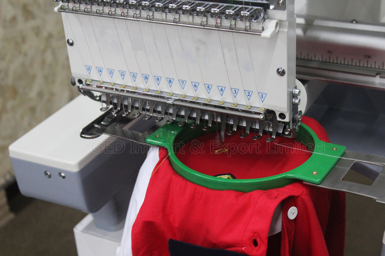 Guangzhou GED Single Head 12 Needle T-Shirt Embroidery Machine 9 Pin Flat Cap Computer Sewing Monogramming Equipment for Shop