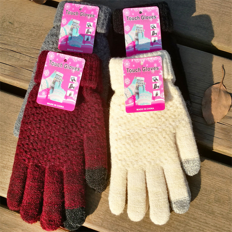 Winter Fashion Acrylic Jacquard Warm Knitted Top Quality Touch Screen Gloves Heated