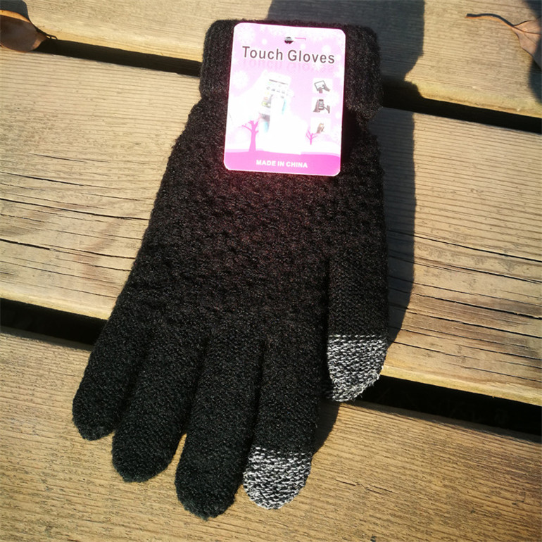 Winter Fashion Acrylic Jacquard Warm Knitted Top Quality Touch Screen Gloves Heated