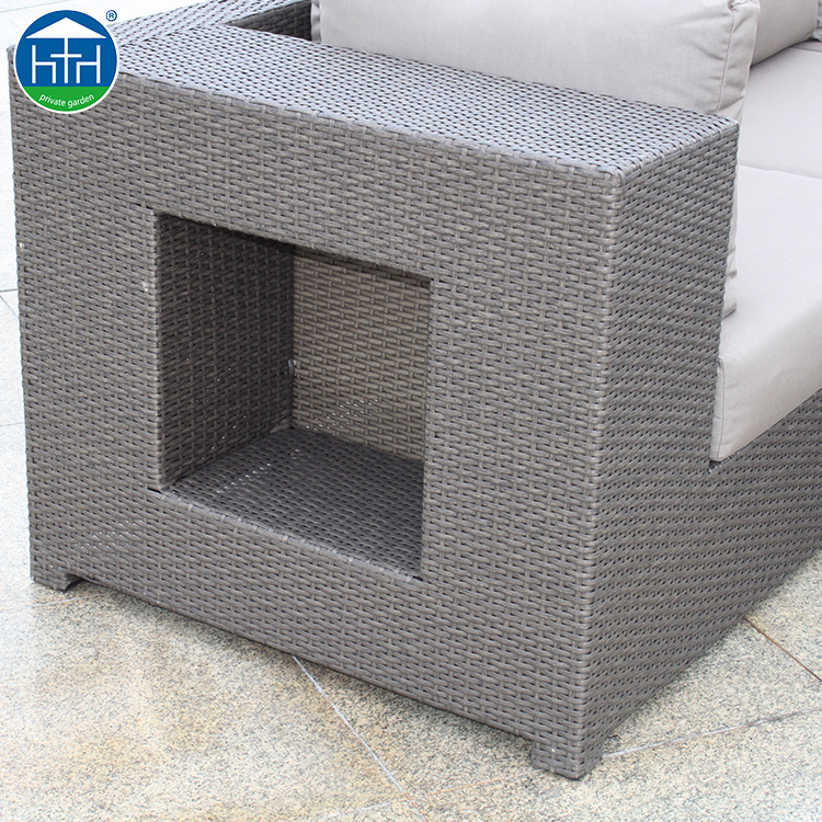 DW-SF100 Indonesia Outdoor Garden Aluminum Polyrattan L Shape Sofa Furniture