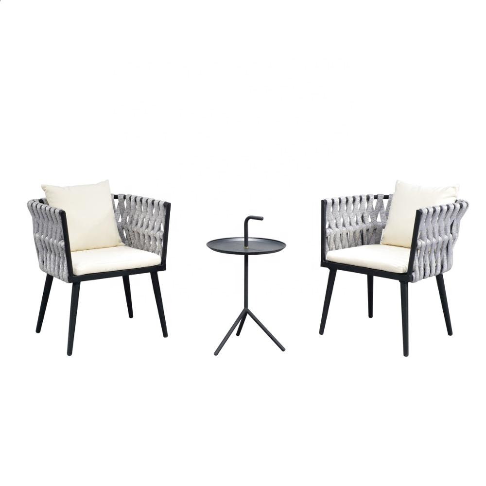 New rope design outdoor furniture garden set bistro balcony table and chair for commercial use