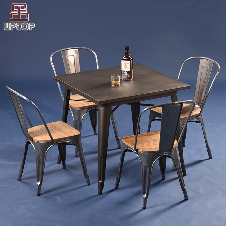 (SP-CT675) Industrial rustic antique metal dining table set with 4 chairs