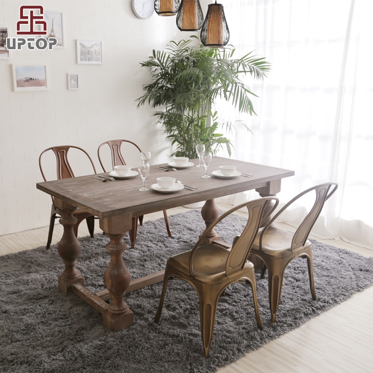 (SP-CT675) Industrial rustic antique metal dining table set with 4 chairs