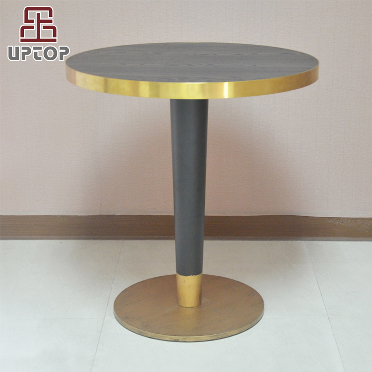 (SP-RT520)2019 New Design Cast Iron Base Laminate Copper Seal Round Cafe Table
