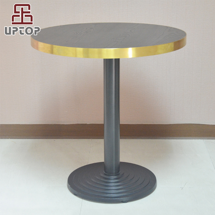 (SP-RT520)2019 New Design Cast Iron Base Laminate Copper Seal Round Cafe Table
