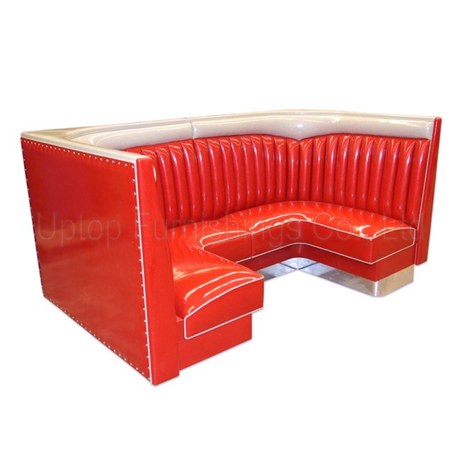 (SP-KS337) Round shiny modern PU leather coffee shop booth for sale