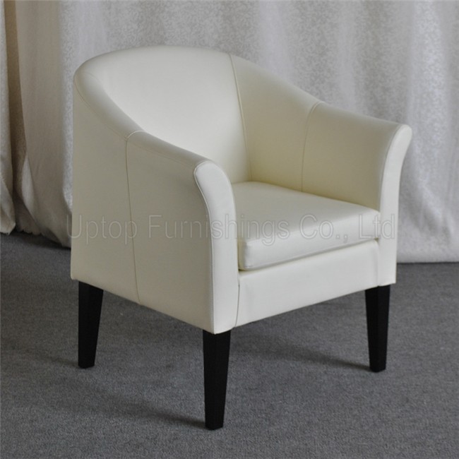 (SP-HC495) Coffee shop white leather upholstered modern arm chair