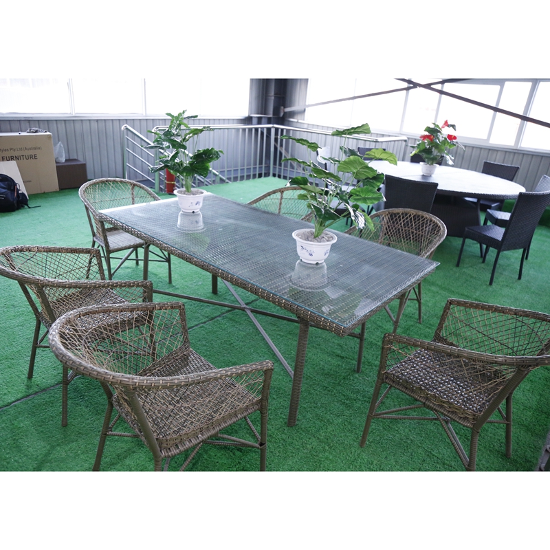 Modern Outdoor Garden furniture 6 seater rattan dining table chair bar table chairs
