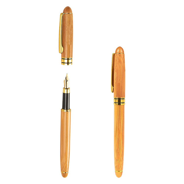 Hot Sell Natural Bamboo Made Fountain Pen Set with Pen Box